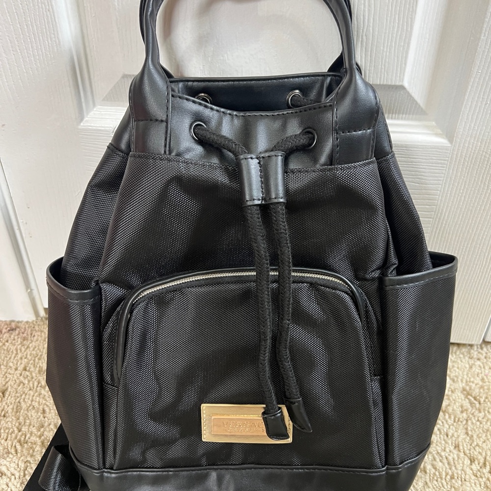 Black Backpack with Gold Accents